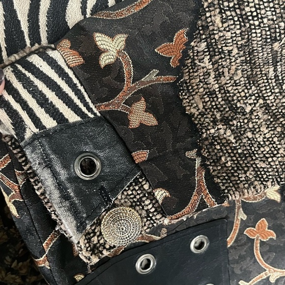 Sandy Starkman Silk and Leather Vintage Patchwork Jacket - Picture 8 of 14